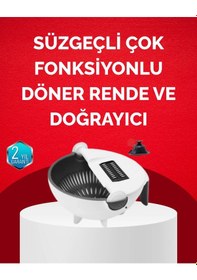 Resim Döner Mekanizmalı Sebze Doğrayıcı Hazneli Rende Açık Gri 