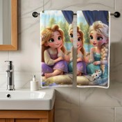 Resim 2 adet Donmuş Elsa ve Anna Temalı El Havlusu - Canlı Film Sanat Tasarımı, Yumuşak Mikrofiber, Açık Bej Dostu, Mutfak, Tatil Hediyeleri (Doğum Günü, Sevgililer Günü, Paskalya) için Mükemmel, Hediye Havluları | Canlı Havlu Tasarımı | Mikrofiber Havlular, Ev için El Havluları 