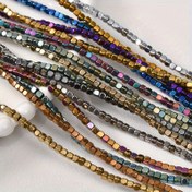 Resim Yaklaşık 130-135 adet 3*3mm kenarları kesilmiş siyah kare boncuklar, takı yapımı, kolye, bilezik, küpe, DIY boncuk aksesuarları için 