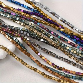 Resim Yaklaşık 130-135 adet 3*3mm kenarları kesilmiş siyah kare boncuklar, takı yapımı, kolye, bilezik, küpe, DIY boncuk aksesuarları için 