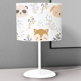 Resim instababyrooms Çiçekler Panda Tilki Tavşan Desenli Çocuk Odası Dijital Baskılı Çocuk Odası Masaüstü Abajur Avize 