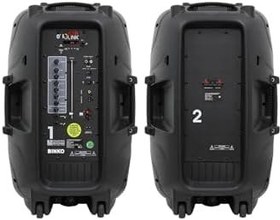Resim Profesyonel Aktif/Pasif Ayaklı Kabin Hoparlör Seti 900W Bluetooth Şarjlı Işıklı Part Box +2 Mikrofon 