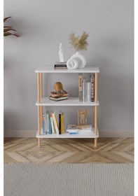 Resim 3 Raflı Kitaplık Ahşap Kitaplık Ofis Rafı Ayakkabılık -beyaz 