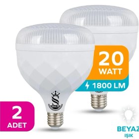 Resim ŞANLED 20W Tasarruflu E27 Beyaz Renk Torch LED Ampul-2 Adet 