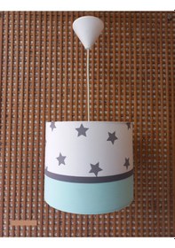 Resim 13 Yıldızlı Yeşil 2.li Set Genç Ve Çocuk Odası Avize Ve Abajur Mint Yeşili 