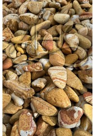Resim Sarı Çizgili Rainbow Dolomit Çakıl Taşı 4-8 Cm 1 Kg Dekoratif Bahçe Peyzaj Saksı Akvaryum Teraryum 