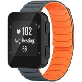 Resim Garmin Forerunner 35/30 / 35j 20mm Manyetik Silikon Saat Bandı Gri Turuncu İçin 