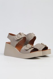 Resim Pierre Cardin ® | PC-7213- 3807 Vizon-Kadın Dolgu Topuk Ayakkabı 