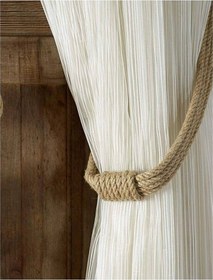 Resim Doğal Jüt Halat Perde Süsü & Tutacağı 