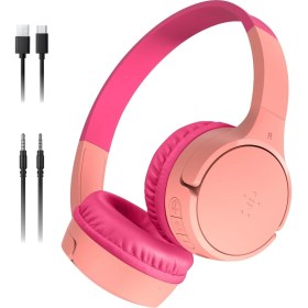 Resim Belkin Soundform Mini Çocuk Kablosuz Kulaklık (Pembe) - Dahili Mikrofon, 30 Saat Çalma, Eğlenceli Çı 