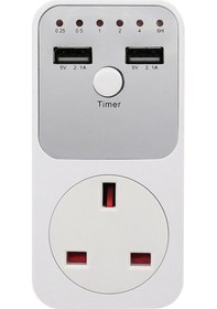 Resim Lemestar Akıllı Zaman Kontrolcü Çıkışlı Usb Prizi - 2 Port 5v/2.1a, 16a Yük Kapasitesi, İngiliz Standardı Uk Plug 
