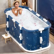 Resim Büyük Katlanabilir Taşınabilir Banyo Küveti, Küvet Duş Küveti, Bireysel Yıkanma Küveti, Aile Banyo Spa Küveti, Sıcak Küvet, Yetişkinler için Kompakt Küvet, Şişme Küvet Küçük Alanlar için Dış Mekan Banyo Çözümleri 