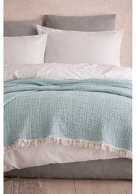 Resim 4 Katlı Müslin Pike Çift Kişilik I Battal Boy %100 Pamuklu, Nefes Alabilir, Yumuşak Dokulu Dört Mevsim Kullanım 240x260 Cm Mint 