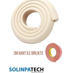 Resim Krem Kalın Şerit Kenar Koruyucu – 2 Metre Kauçuk Darbe Emici Güvenlik Bandı (3m Bant) 