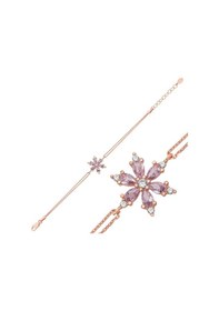 Resim Hk Gümüş Kadın Bileklik Rose Lila Lotus Çiçeği Gümüş Takı Hediyelik Ürünler-206538 Çok Renkli 