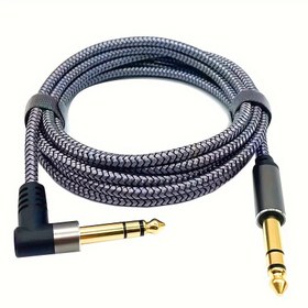 Resim Premium Örgülü 6.35mm'den 6.35mm'ye Gitara Kablosu - Dayanıklı Amplifikatör ve Enstrüman Bağlantısı, Altın Kaplama Uçlu Siyah, Çeşitli Uzunluklar (0.5m ila 6m), Elektro Gitar Aksesuarları 