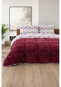Resim Battal Wellsoft Yorgan Çift Taraflı Yastık Kılıflı 215x235 Cm Bordo 