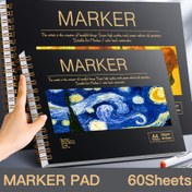 Resim 60 Yaprak A4 Marker Defteri – 130GSM Kalın Pürüzsüz Kağıt, Spiral Ciltli, Tatil Hediyeleri, Sanat ve İşaretleme İçin İdeal 