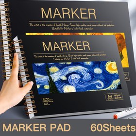 Resim 60 Yaprak A4 Marker Defteri – 130GSM Kalın Pürüzsüz Kağıt, Spiral Ciltli, Tatil Hediyeleri, Sanat ve İşaretleme İçin İdeal 