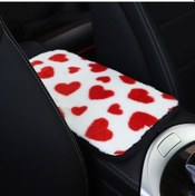 Resim Rogfer Peluş Kalp Desenli Araba Orta Konsol Örtüsü Mat 32x19cm Kırmızı Diğer 