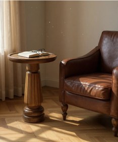 Resim ASELYA HOME Doğal Ahşap Tekli Mantar Yan Sehpa Modern 50cm Fiskos Çiçeklik Yatak Odası 