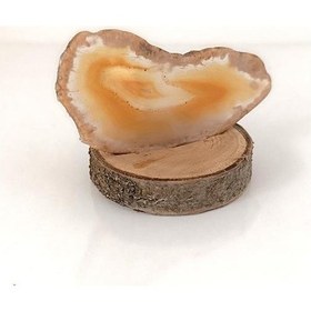 Resim Doğal Taş Plaka Akik Ahşap Standlı Dekoratif Obje Biblo Traverten 16983 