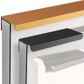 Resim Lüks Kuzey Avrupa Alüminyum Alaşımlı Parmak Kenar Çekme - Ev Mutfak Kapı Çekmecesi için Mükemmel - Mat Siyah ve Altın Gümüş 