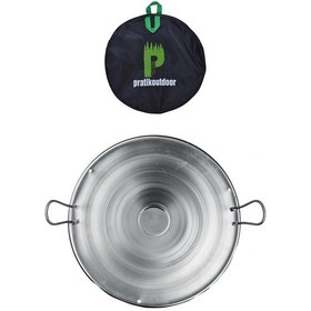 Resim Pratikoutdoor Paslanmaz 430 Çelikten Sac Tava Kavurma Sacı ve Taşıma Çantası 