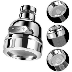 Resim Krom 3 Fonksiyonlu Mutfak Lavabo Başlığı 360 Derece Döner Musluk Ucu Gri 