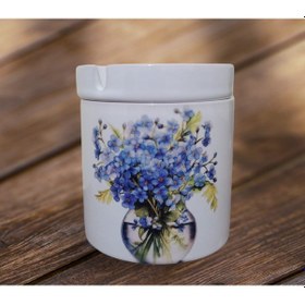 Resim Menekşe Baskılı Seramik Küllük Koku İçermez Söndürmeden Atabilirs 