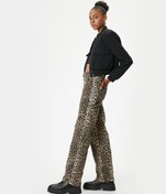 Resim Leopar Desenli Kot Pantolon Standart Bel Düz Paça - Bianca Jeans 