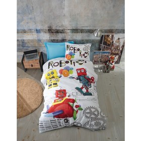 Resim Cotton Box Junior Tek Kişilik Nevresim Takımı Robot Mavi 