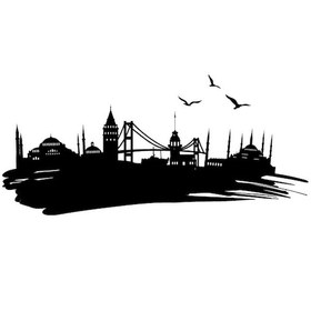 Resim İstanbul Silueti Temalı Duvar Dekor Sticker Tip 1 40 X 20 Cm 