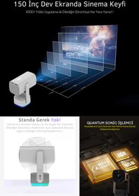 Resim Omaze Powerbank Bataryalı Taşınabilir Android Projeksiyon Cihazı Ultra Hd Ev Sinema Projektörü Rgb Işıklı 