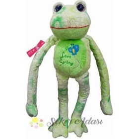 Resim Sevimli Yeşil Peluş Kurbağa 45 Cm Froggie Büyük Boy Özel Kaliteli Kumaş Yeşil 