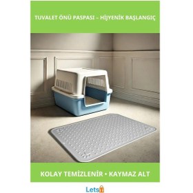 Resim Kaymaz Dayanıklı Pvc Tuvalet Önü Paspası 52x42 Cm 