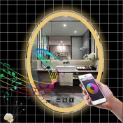 Resim Global Led Mirror 80X100 cm Bluetoothlu Dokunmatik Tuşlu Buğu Yapmayan Ledli Elips Banyo Aynası 