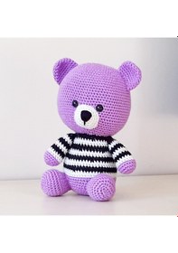 Resim Amigurumi Örgü Oyuncak Ayı Mor 