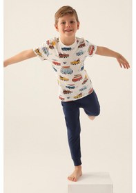 Resim Rolypoly Roly Poly 3358 Surf's Up Erkek Çocuk Pijama Takımı Krem 