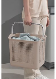 Resim İronika Samba Kirli Temiz Çamaşır Sepeti Çok Amaçlı Oyuncak Sepeti - Latte Latte 