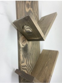 Resim Doğal Ahşap Şaraplık, Şarap Rafı, 4'lü Ahşap Şaraplık Ceviz 