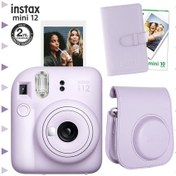 Resim Fujifilm Instax Mini 12 Fotoğraf Makinesi + 10'lu Film + Laporta Albüm + Deri Kılıf Seti Lila 