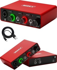 Resim Midex GLX-700RD Üst Segment Usb Stüdyo Ses Kartı 2 Giriş 2 Çıkış 24bit/192kHz 
