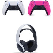 Resim PS5 Dualsense Controller Kablosuz Kumanda Beyaz + PS5 Dualsense Controller Kablosuz Kumanda Nova Pembe +Pulse 3D Kablosuz Kulaklık (Beyaz) 