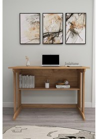 Resim Vennüs 100x55 Cm Kütüphaneli Geniş Çalışma Masası Laptop Bilgisayar Masası Ofis Ders Masası Çam 