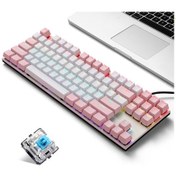 Resim Vkemall İblancod K87 Mekanik Klavye - 87 Tuş, Metal Panel, Rgb Aydınlatma, Mavi Anahtarlar, Pembe-beyaz Renk 