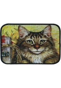Resim Petesia Kedi Tuvalet Önü Elekli Paspas 60x45 Cm Bahar Desenli Kedi Kumu Tutucu 