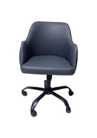 Resim Kapitone Desenli Çalışma Sandalyesi Antrasit Renk Metal Ayaklı 