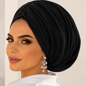 Resim Aişe tesettür Siyah Pileli Tül Çift Katlı Drapeli Salaş Bone 