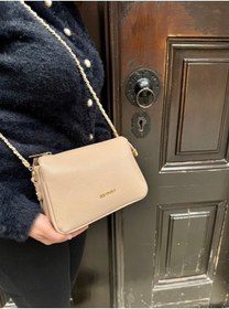 Resim Just Polo Kadın Zincir Askılı Günlük Ve Özel Kullanıma Uygun Şık Tasarımlı Omuz & Çapraz Çanta Shoulder Bag Vizon 